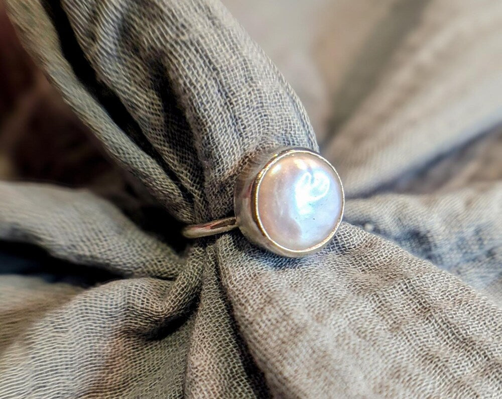 Large Pearl Sterling Silver ring