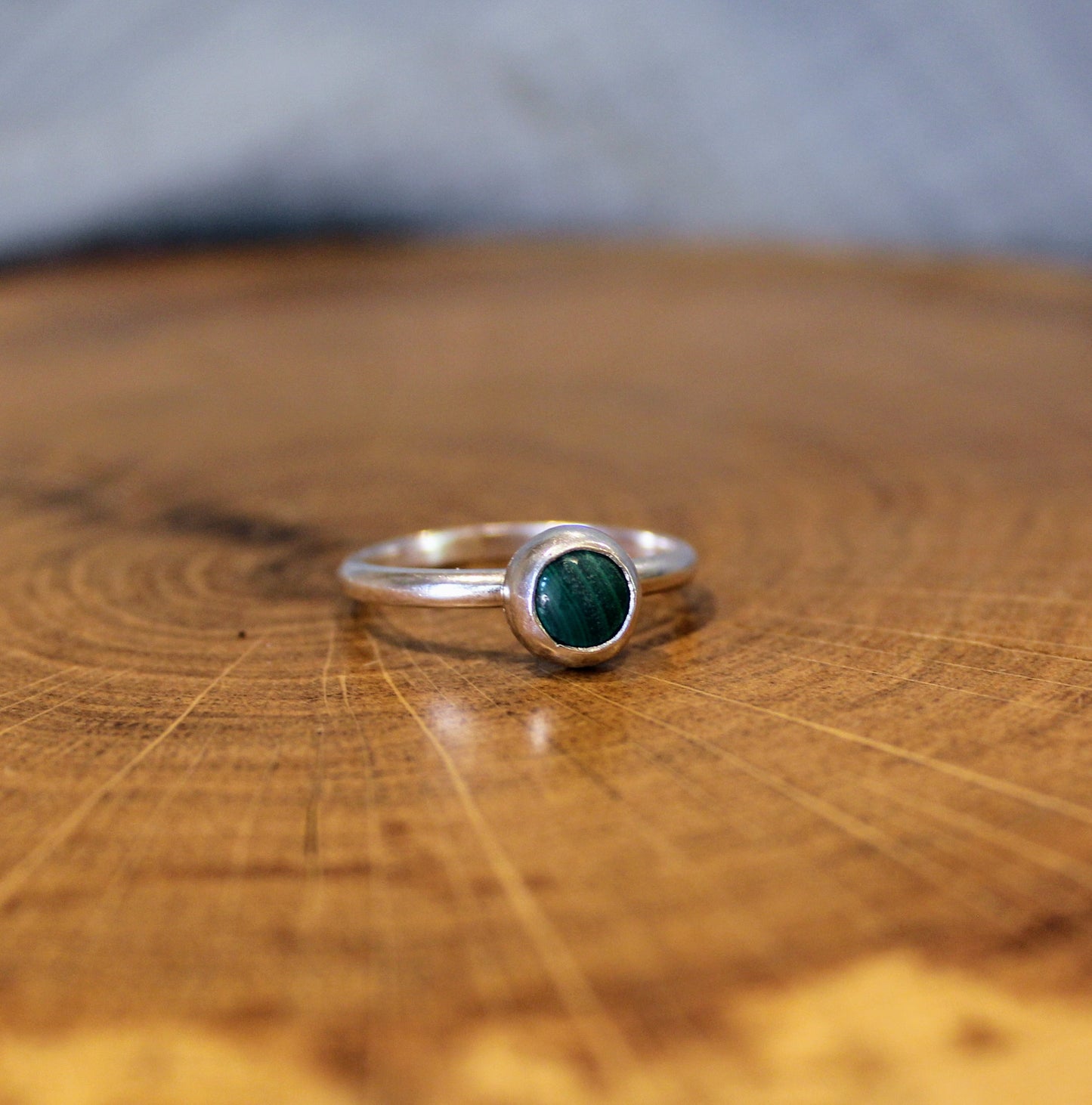 Hand made Malachite sterling silver ring