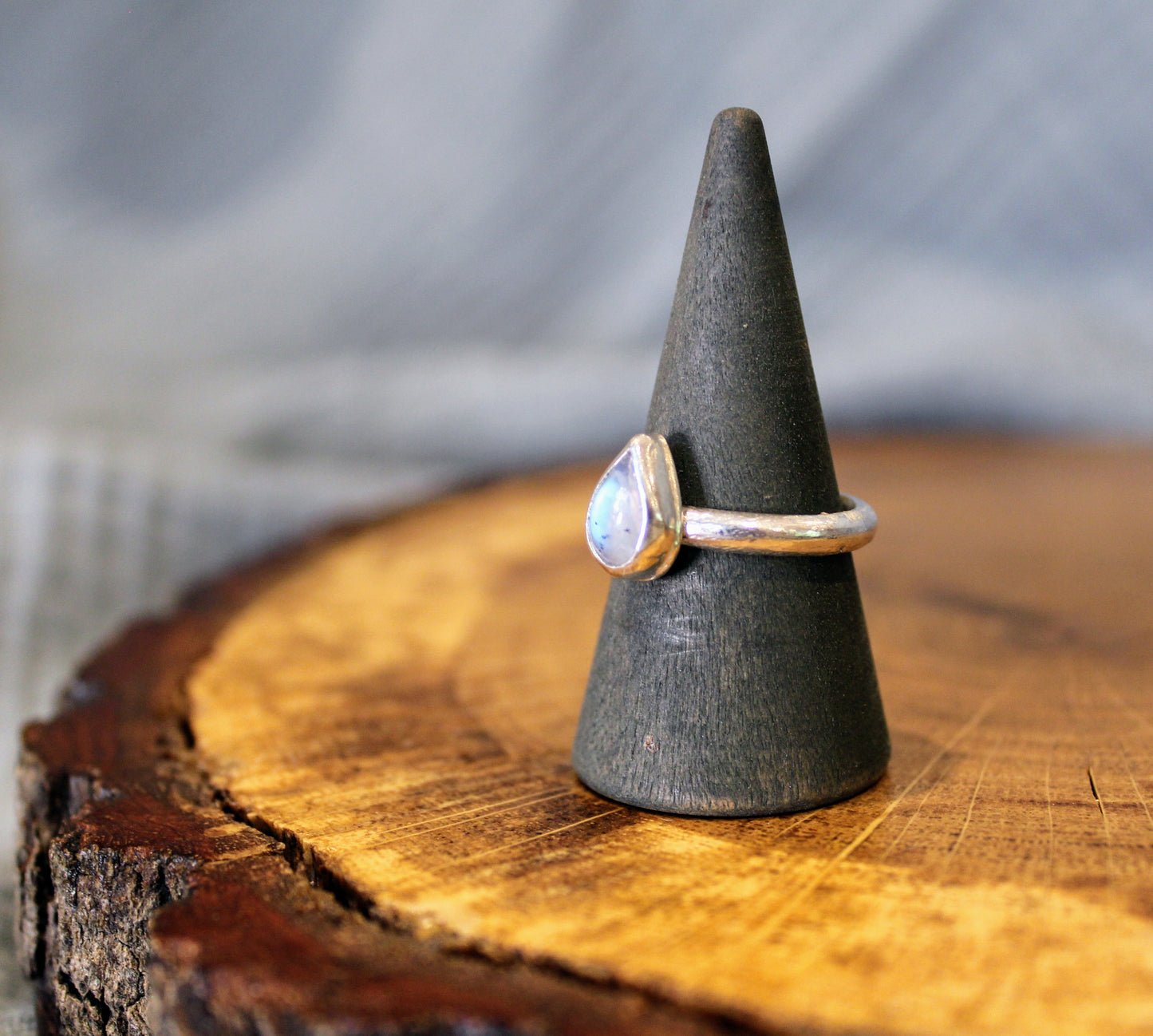 Teardrop Moonstone Silver Ring