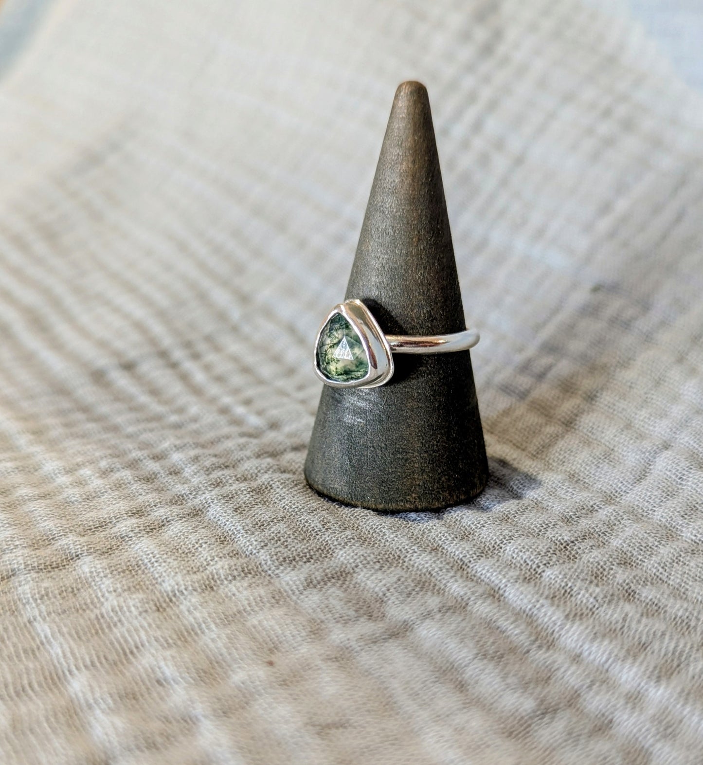 Moss Agate Silver Ring