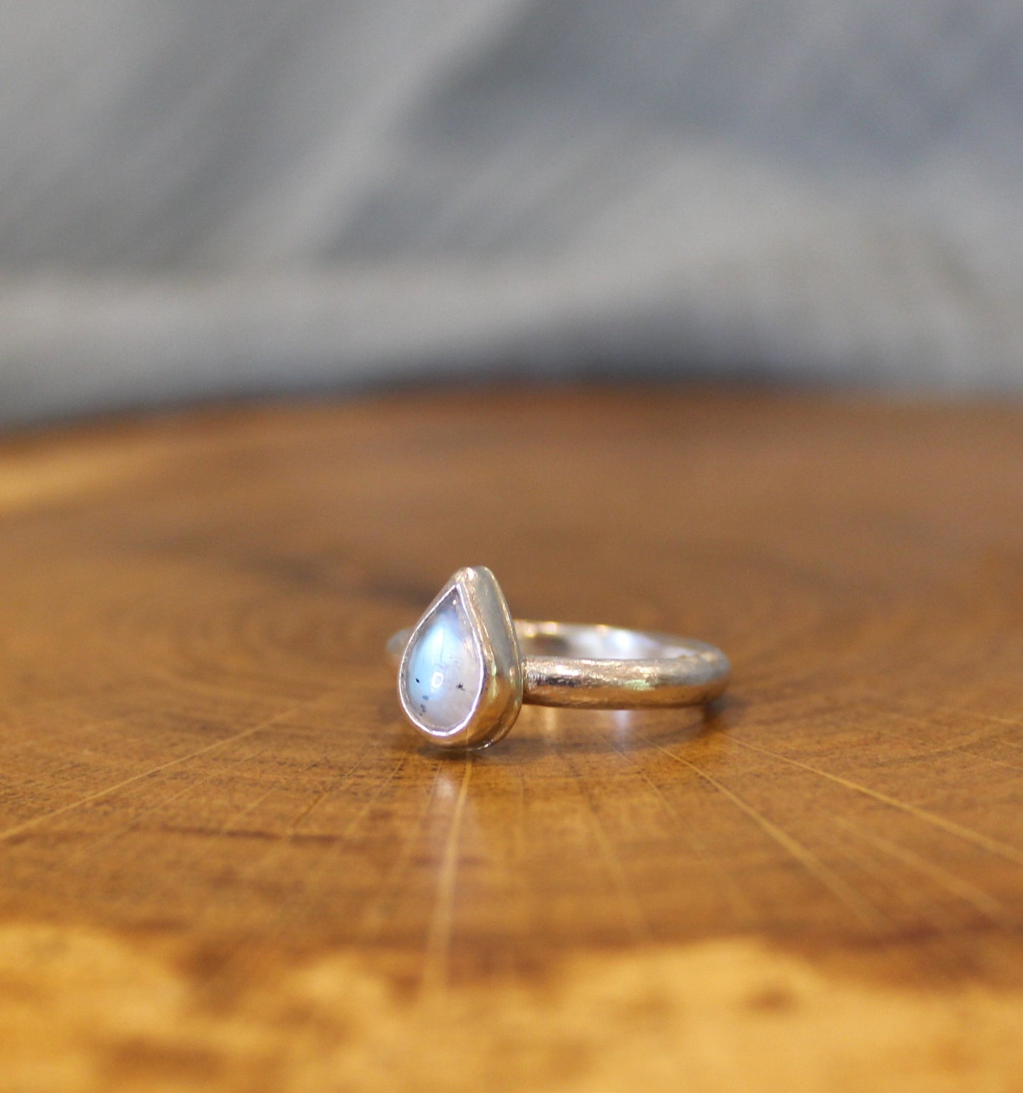 Teardrop Moonstone Silver Ring