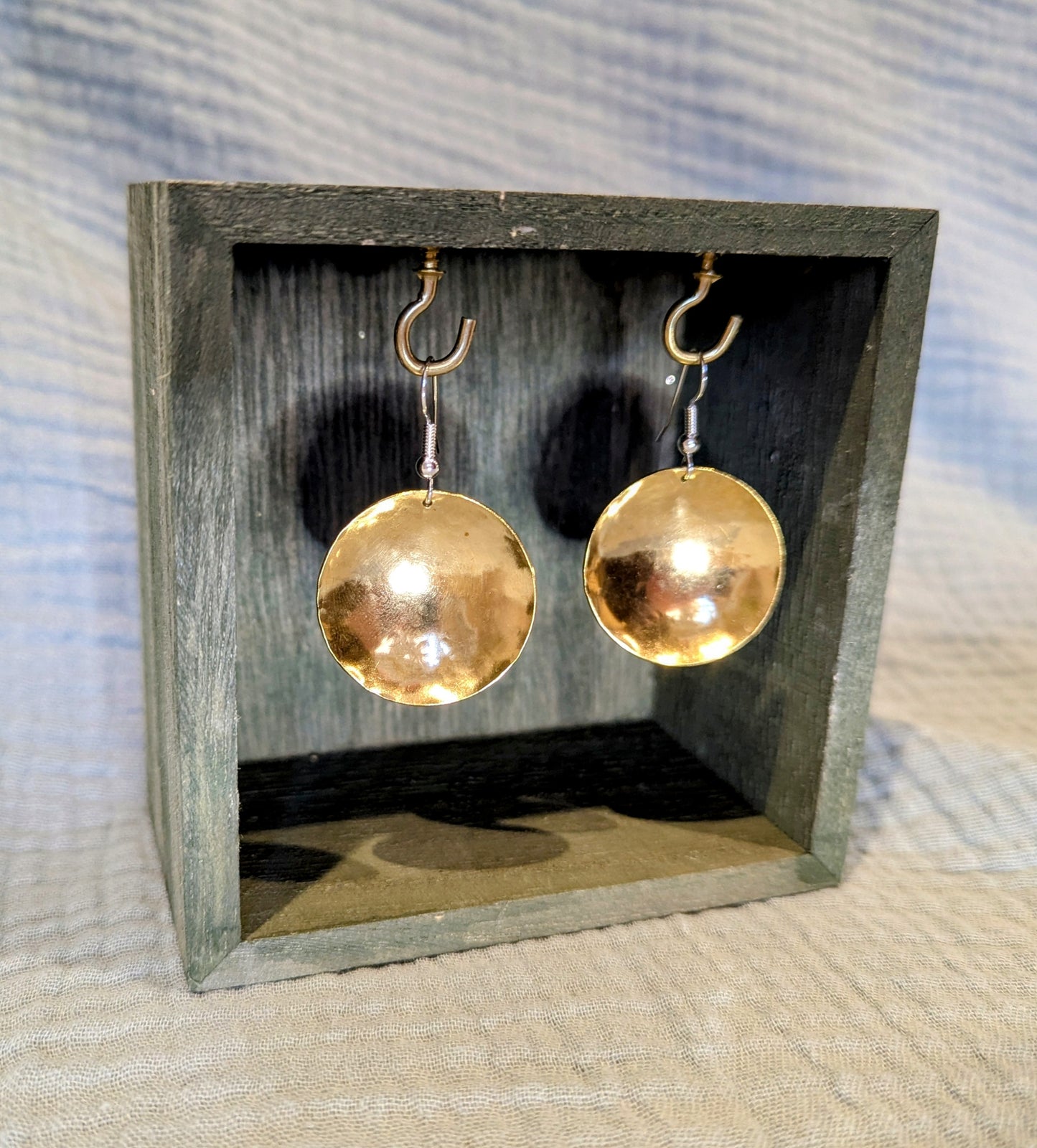 Hand Made Brass Domed Earrings