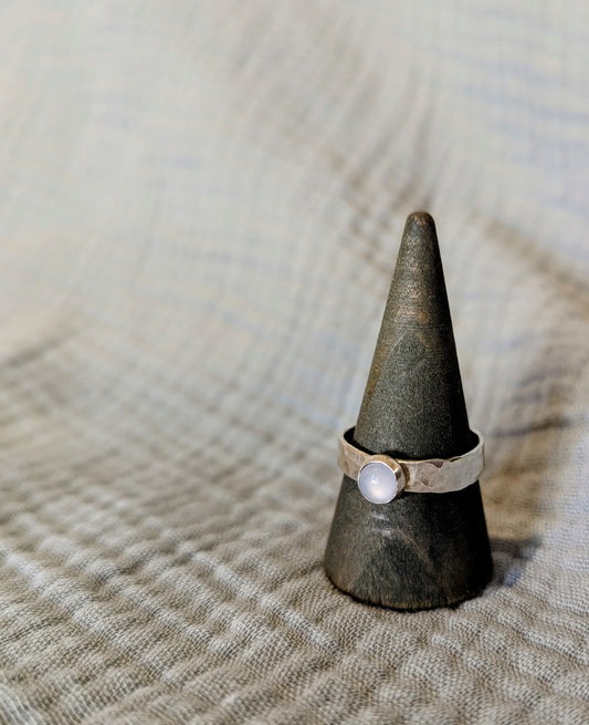 Pale Blue Chalcedony Silver Ring
