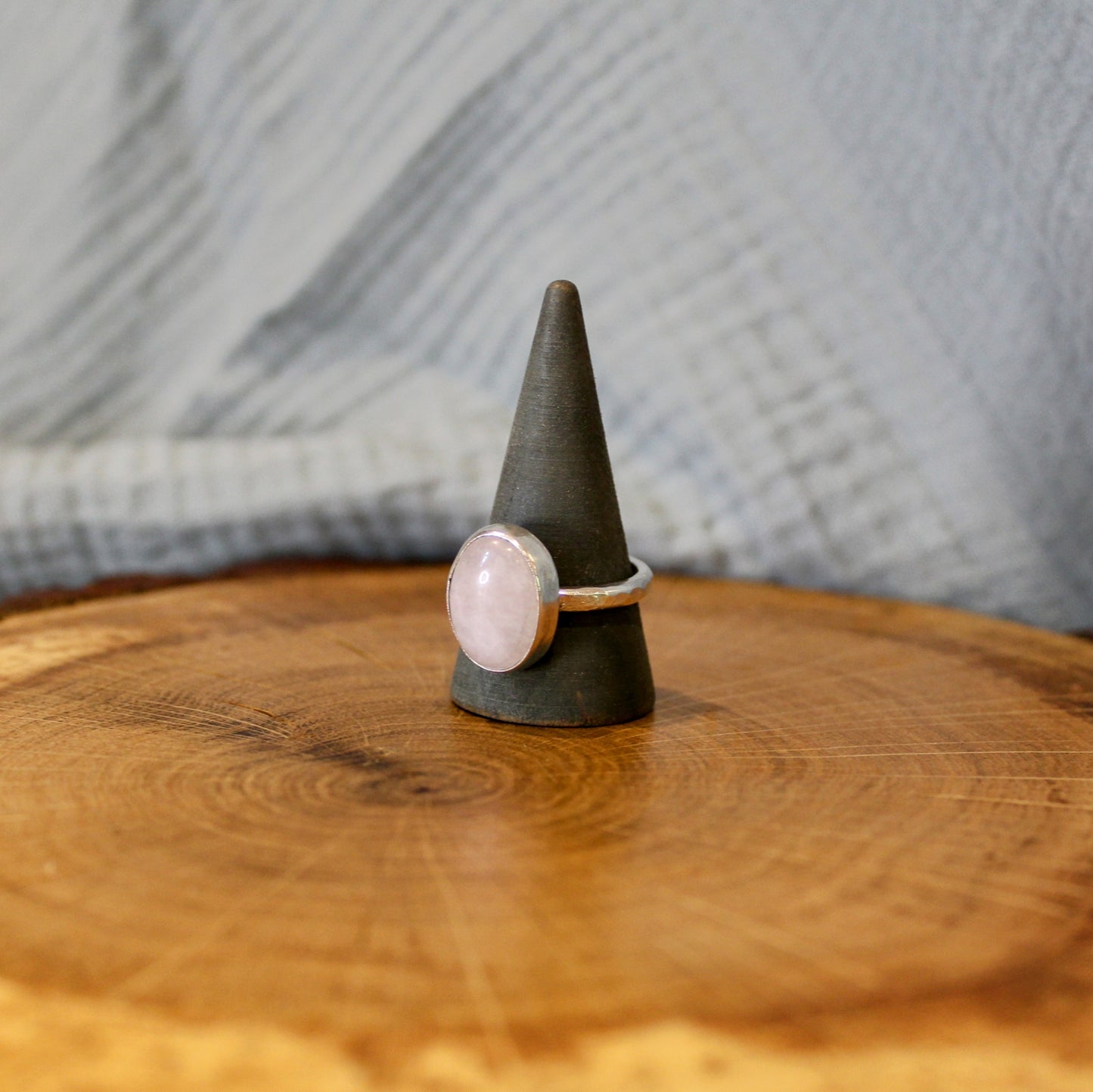 Rose Quartz Silver Ring Handmade