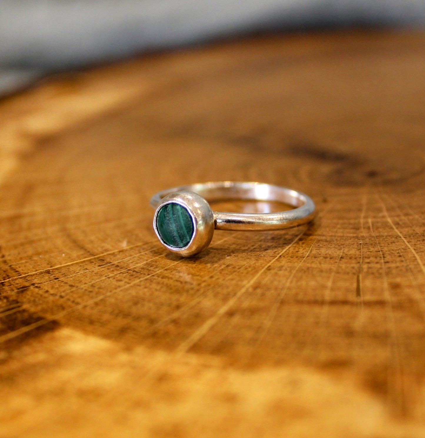 Hand made Malachite sterling silver ring