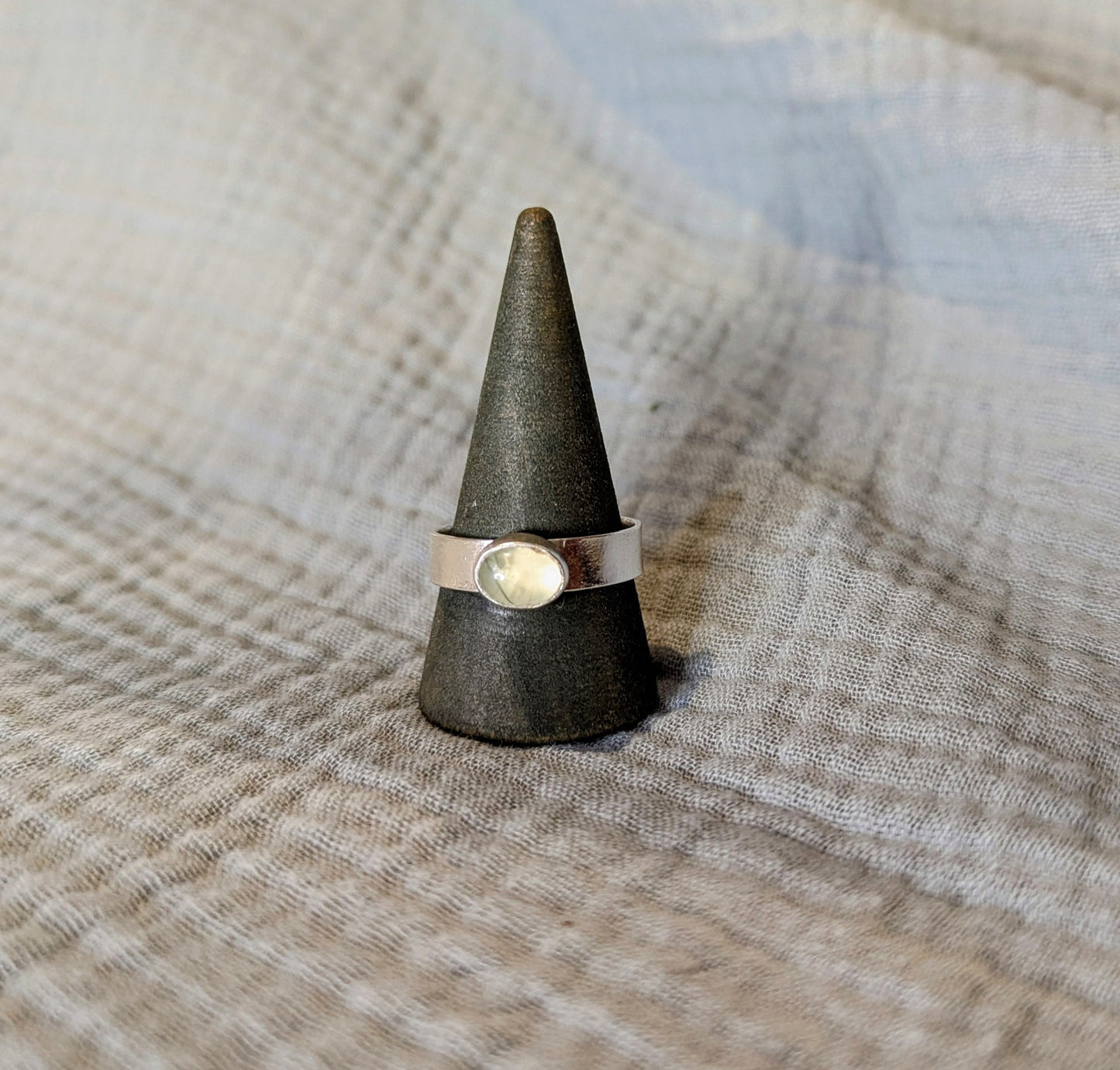 Prehnite Silver Ring