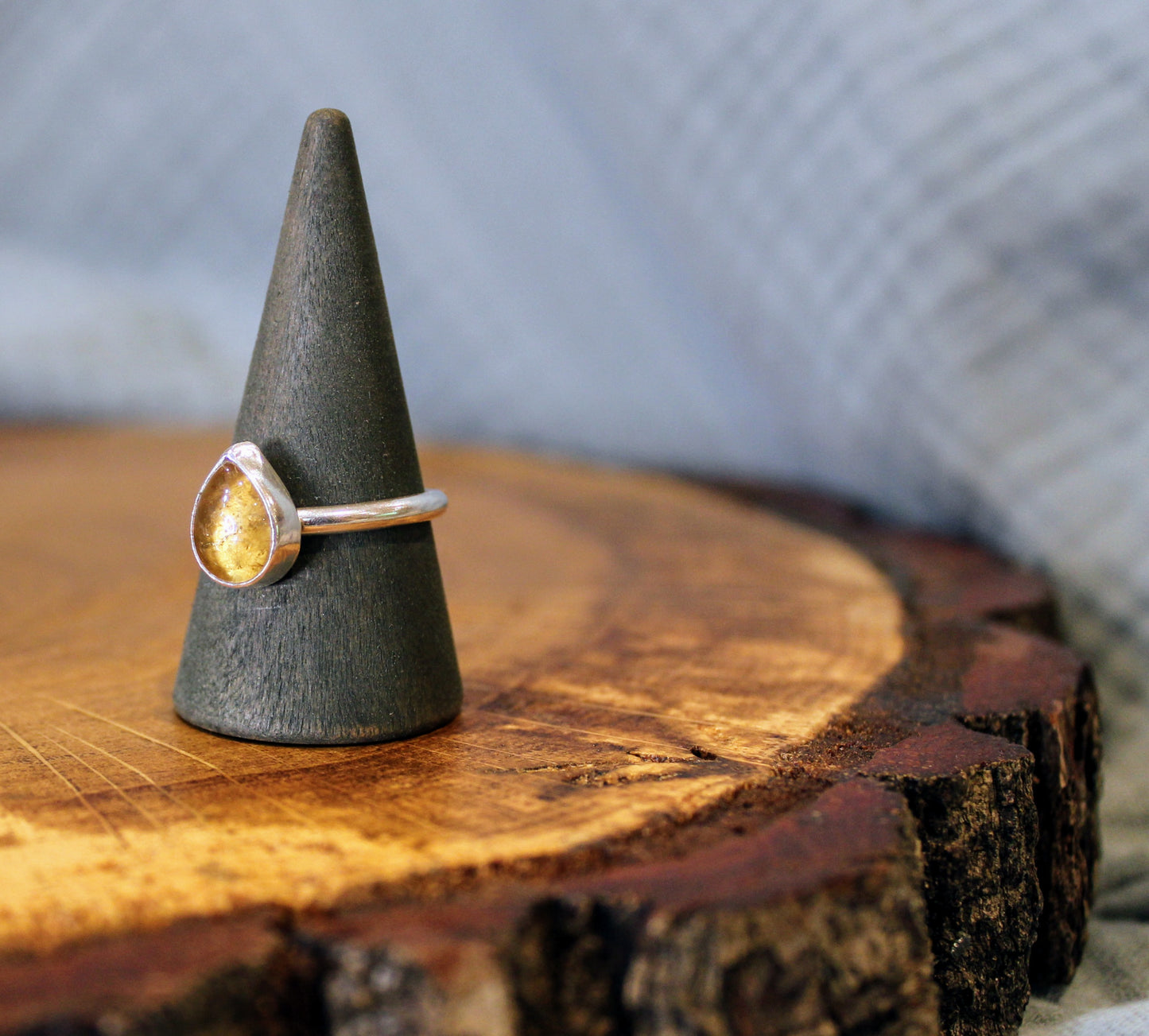 Citrine Teardrop Handmade Silver Ring