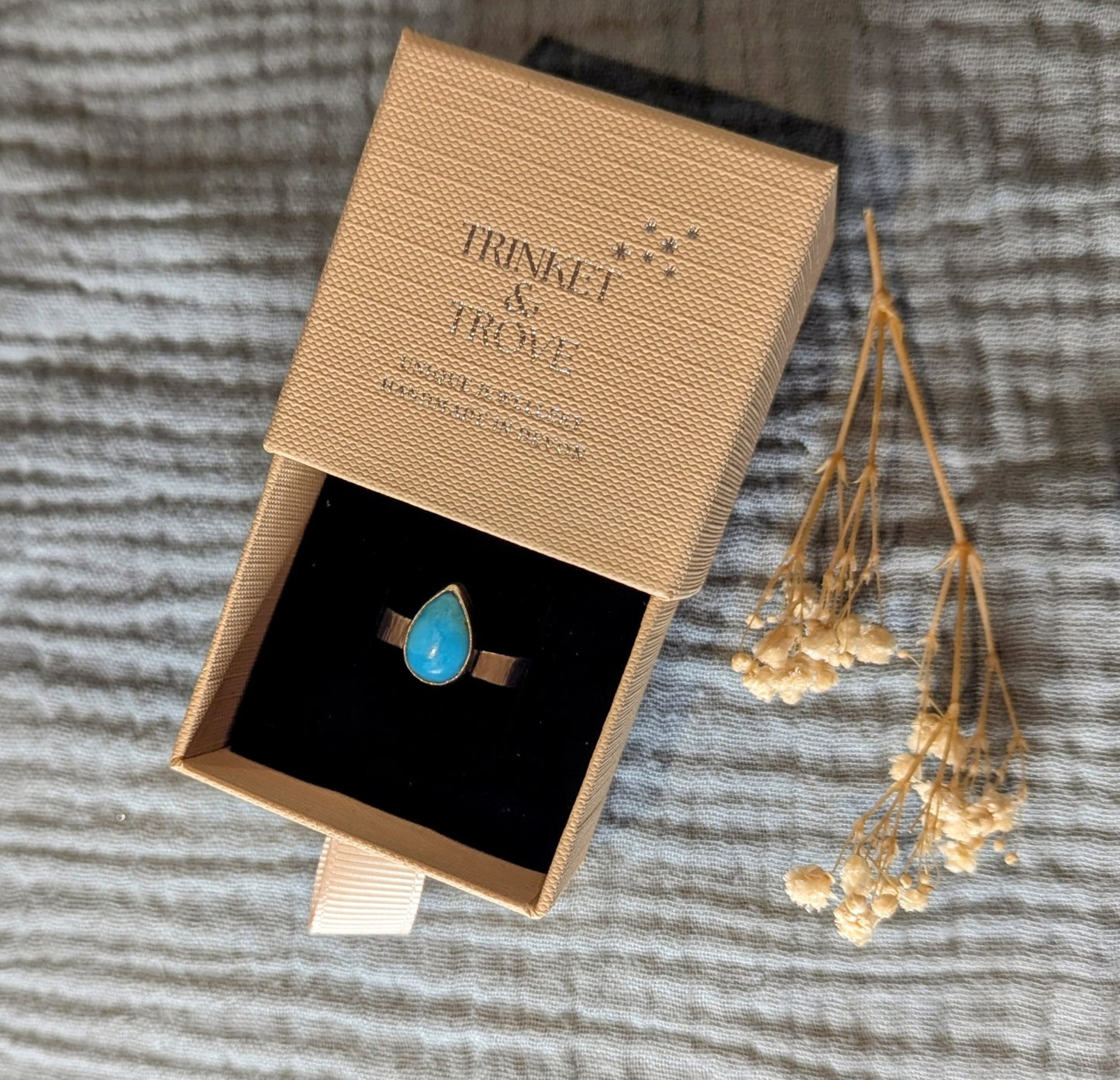 Turquoise Tear Drop Silver Ring