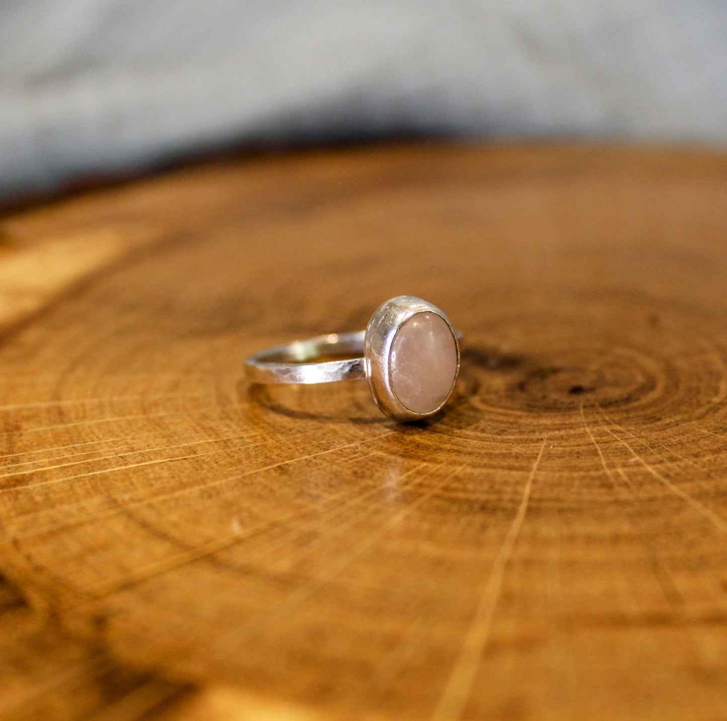 Rose Quartz Silver Ring