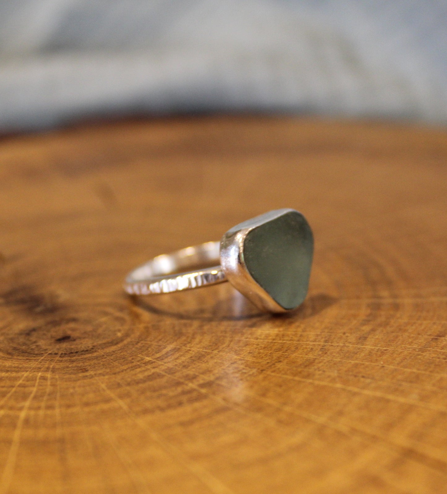 Seaglass Silver Handmade Ring