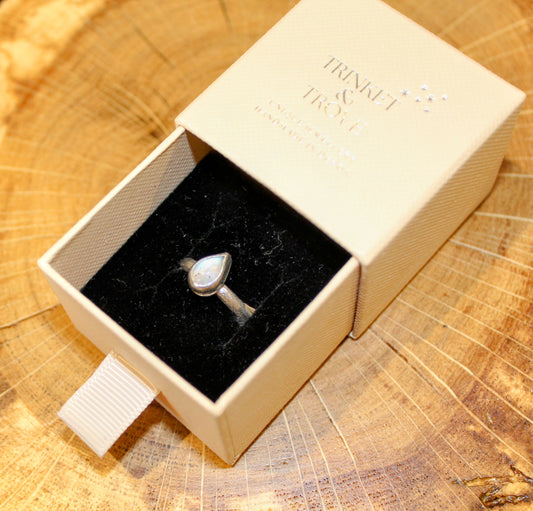 Teardrop Moonstone Silver Ring