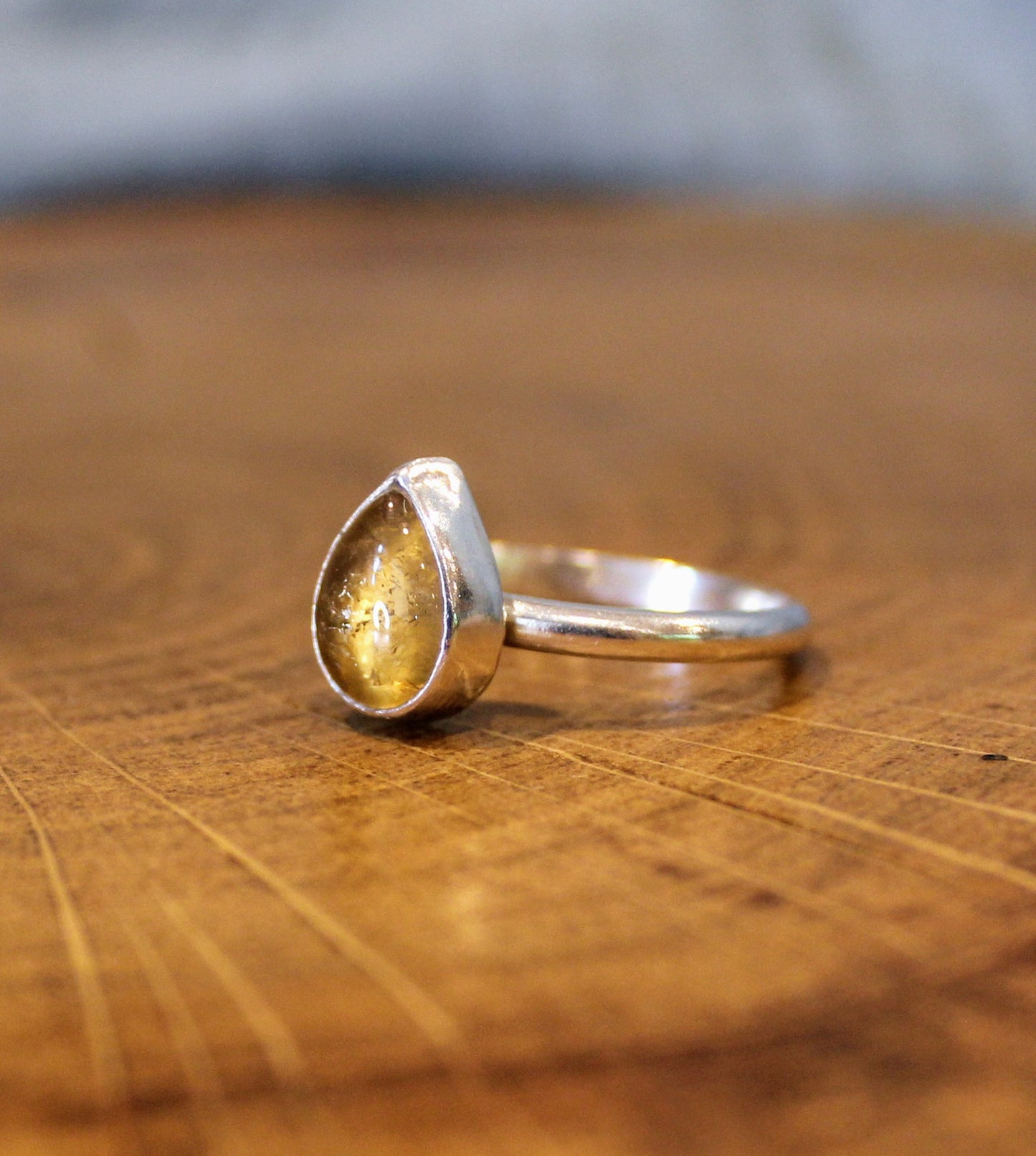 Citrine Teardrop Handmade Silver Ring