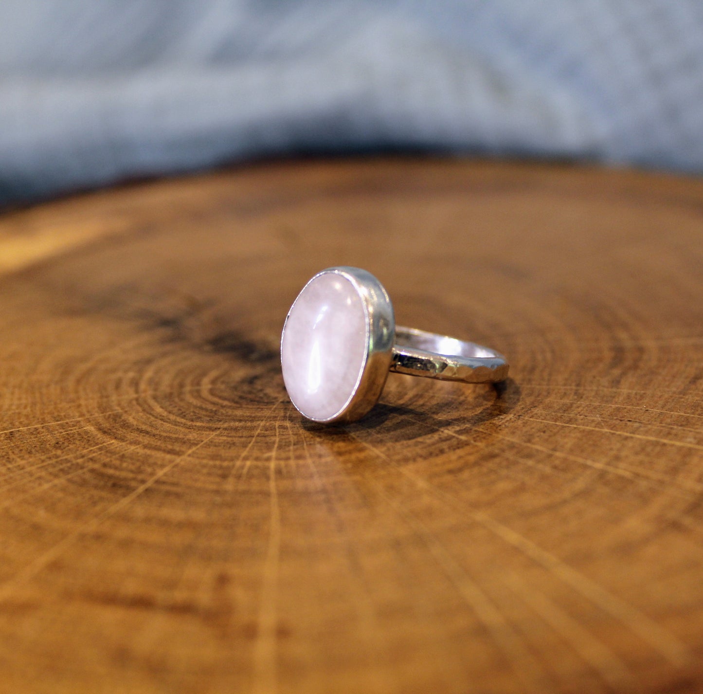 Rose Quartz Silver Ring Handmade