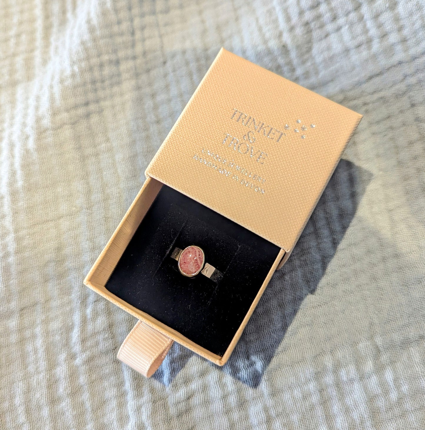 Rhodochrosite Silver Ring