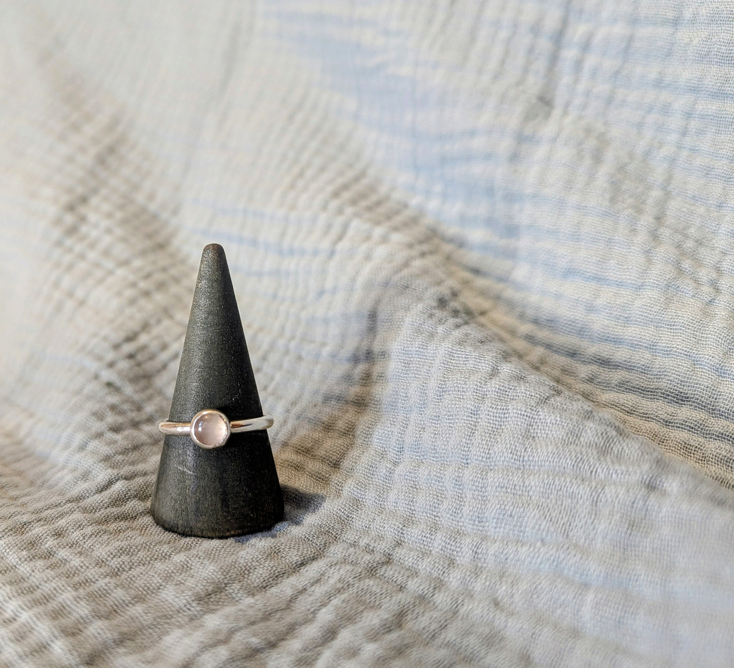 Small Rose Quartz Silver Ring