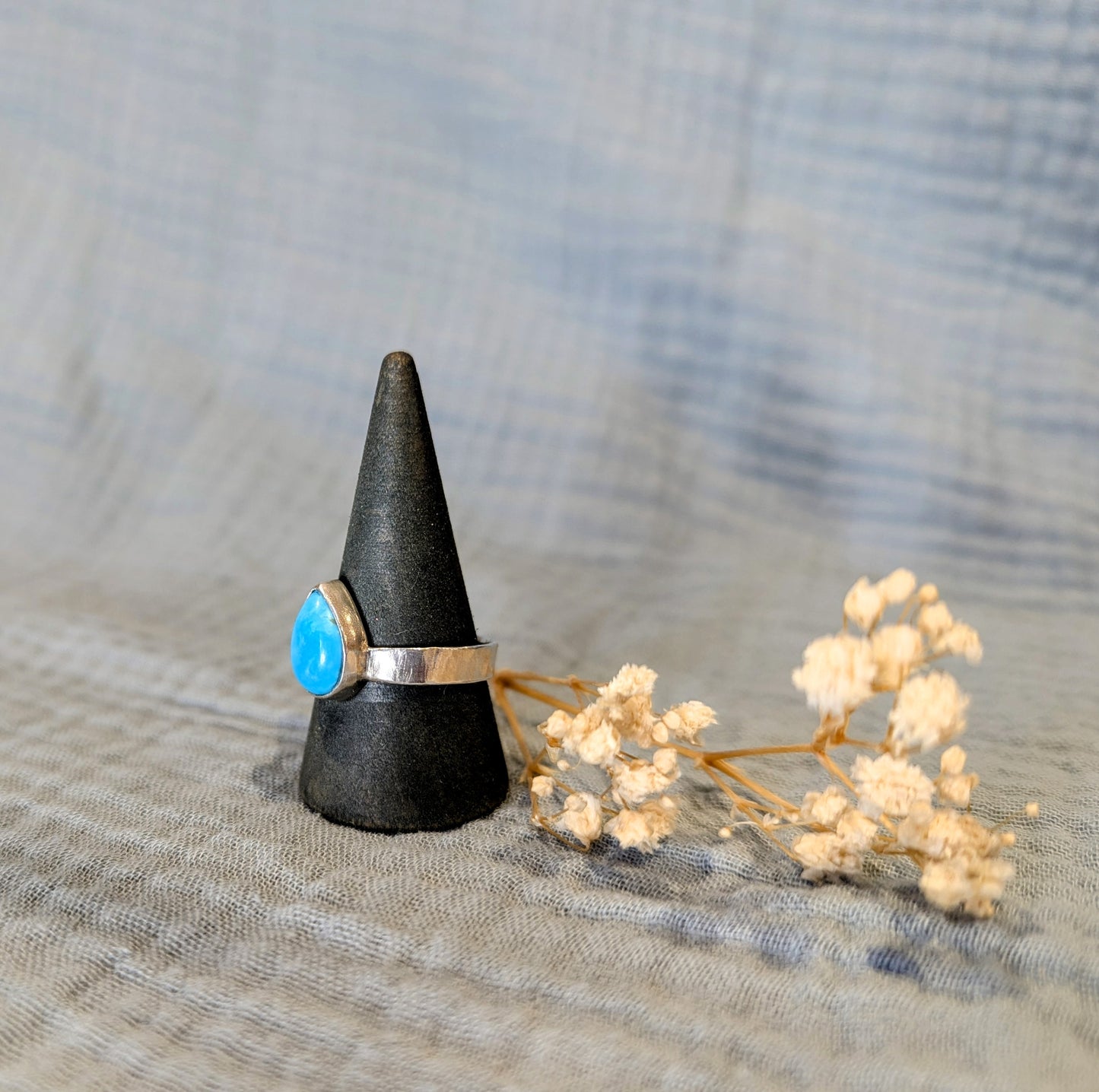 Turquoise Tear Drop Silver Ring
