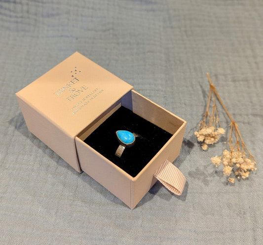 Turquoise Tear Drop Silver Ring